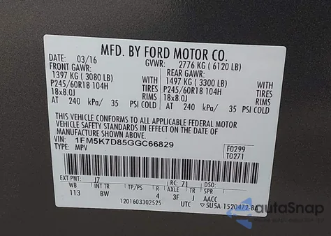 2016 Ford Explorer Xlt from USA, damaged, VIN 1FM5K7D85GGC66829